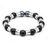Strength and Resilience Bracelet: Onyx, Hematite and Silver Steel